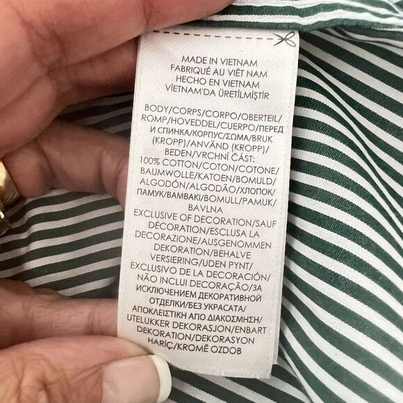 Ralph Lauren Purepress Classic Fit Shirt Button Down XL 18 34/35 Green Striped - Picture 9 of 9